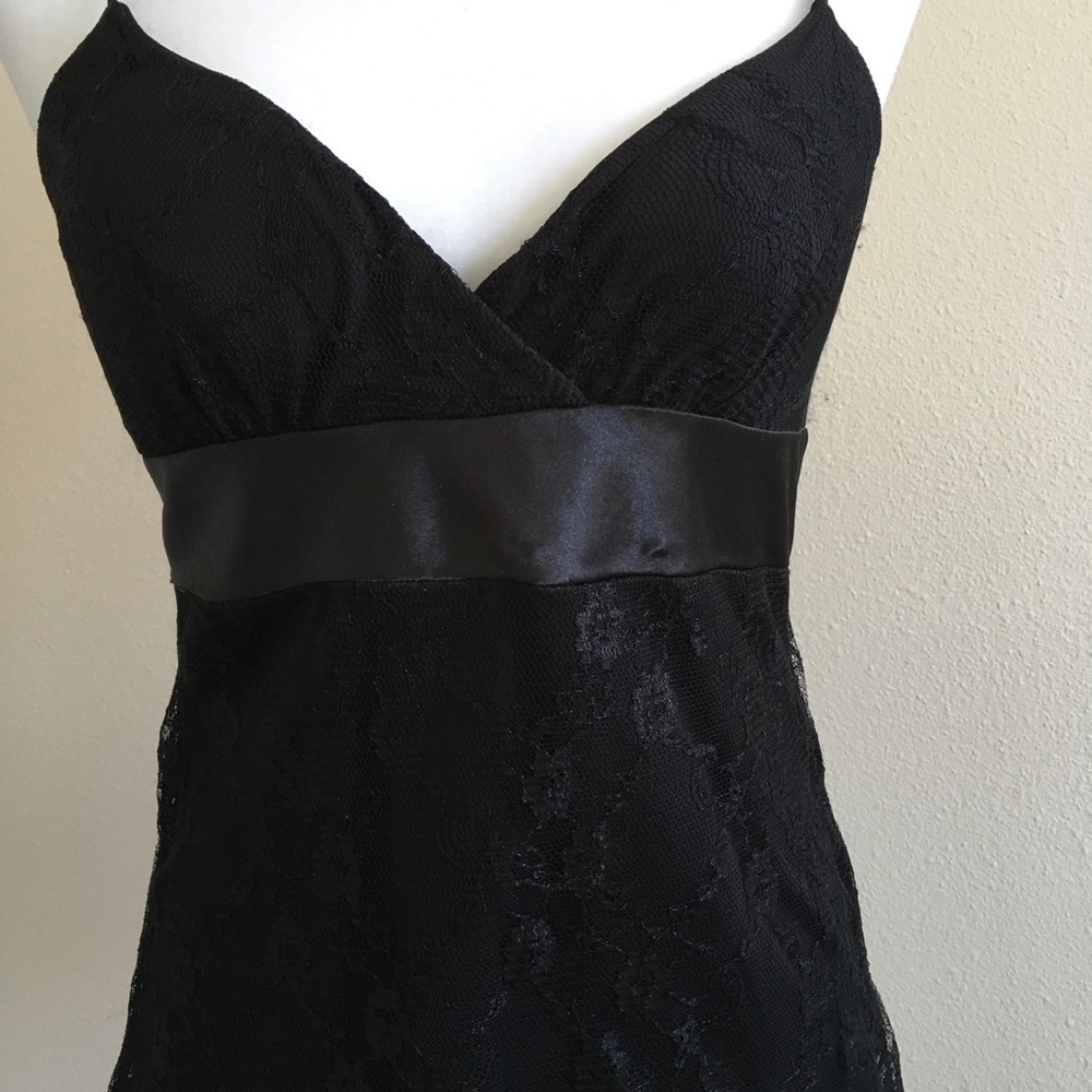 Black Lace Cami With Satin Detailing - Picture 3 of 3